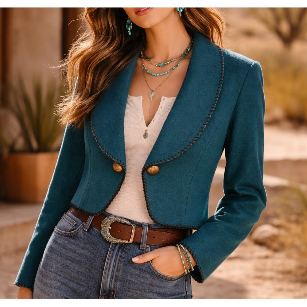VTG Midwest Garment Co Womens Wool Western Jacket Cropped Sz S Cowgirl Heritage